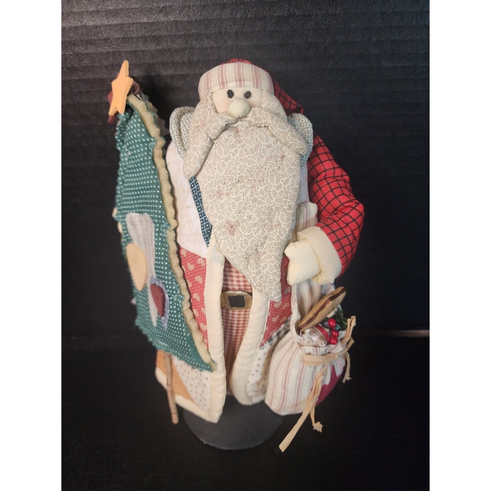 Vintage TL Toys Patchwork Santa Claus Figurine Primitive Folk Art Christmas 12in